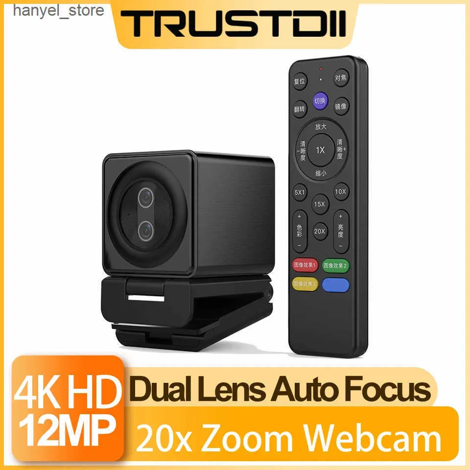 Webcams Taida 12MP 4K Webcam 30f Dual Lens USB Web Cam With