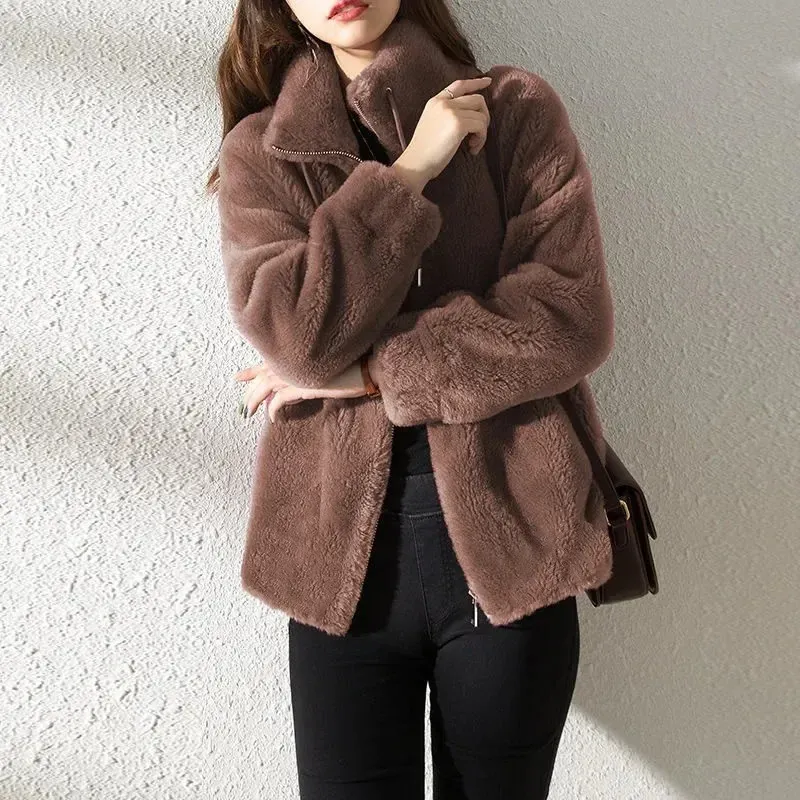 Veste Polaire Femme à Capuche - Doublure Peluche, Coupe Ample, Fermeture éclair, Poches, Couleur Violet