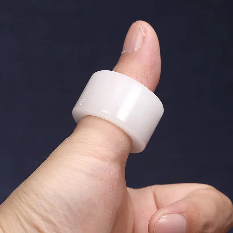 Save Big on Bulk White Jade Band Rings Jade Rings For Women, Natural White  Jade Thumb Ring Genuine Nephrite Hetian Jade Band For Men And Women, Wide 