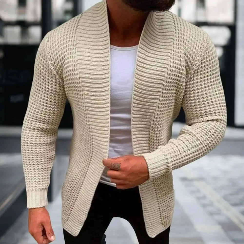 Save Big on Bulk Mens Knitted Cardigan Jacket Mens White Cardigan Sweater,  Striped Knit Cardigan: Business Casual Long Sleeve Jacket For Spring