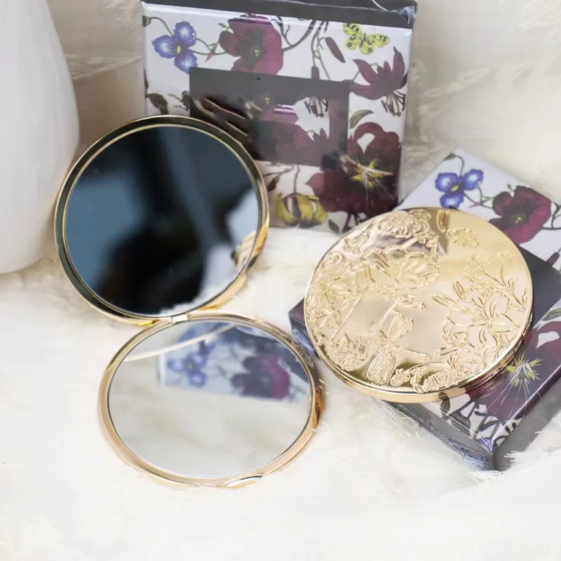 Vintage Compact Mirror, Elegant Gold Cosmetic Compact... 