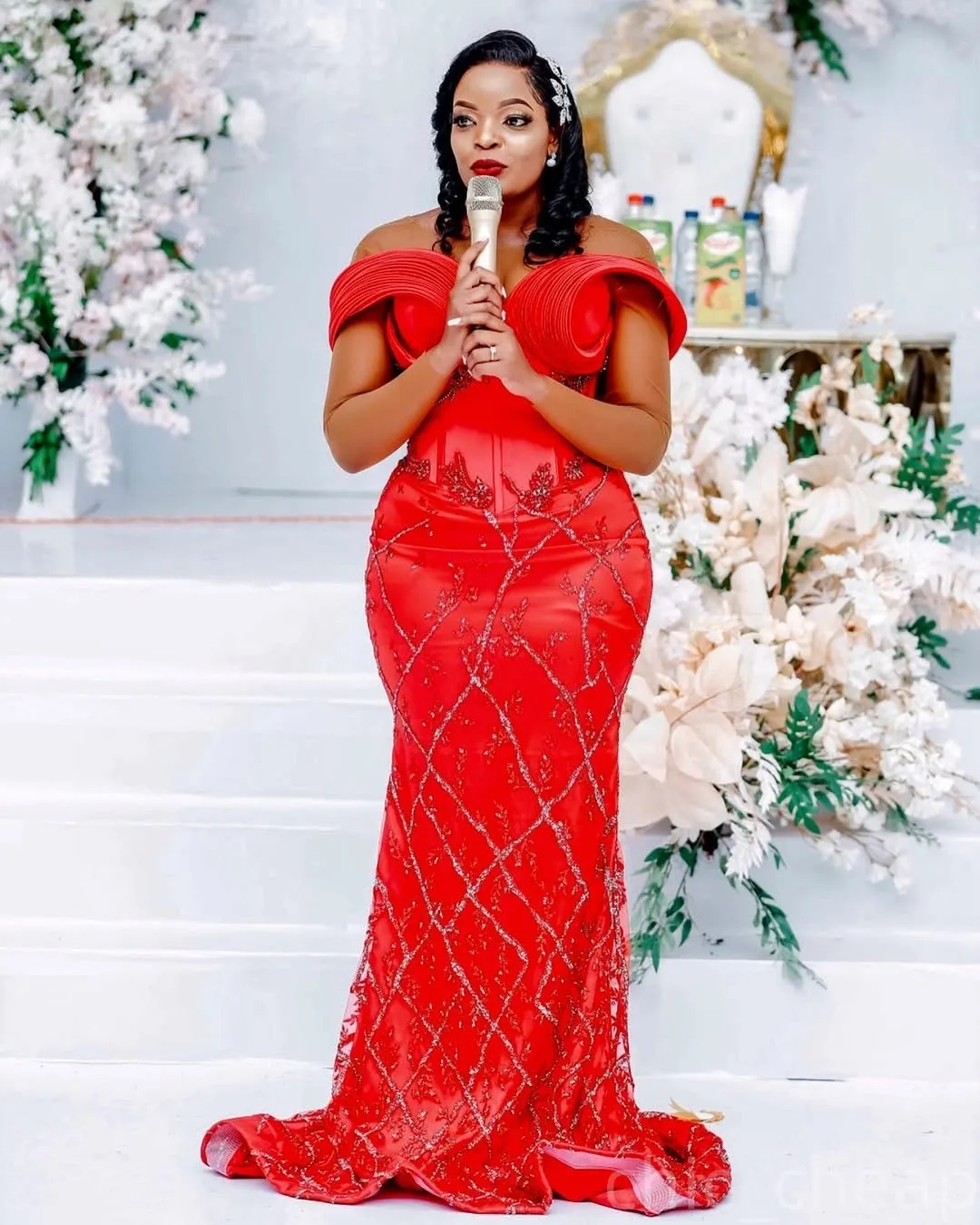 Robe De Bal À Paillettes À Paillettes Rouge Avec Strass Robe De