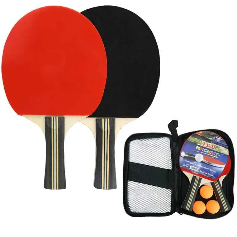 Professional Portable Table Tennis Racket Set - Wood Blade, 2 Long ...