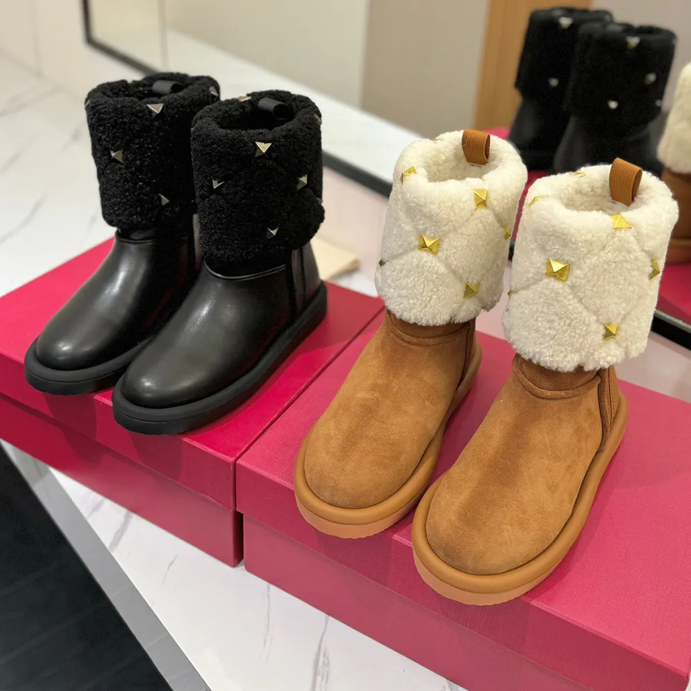 Designer Womens Snow Boots Suede Winter Ankle Boots With  display picture 3