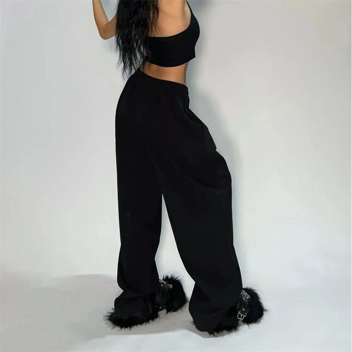 Pantalon Survêtement Baggy Starter – Vintage Y2K – Noir – Taille XXL – Jambes Larges