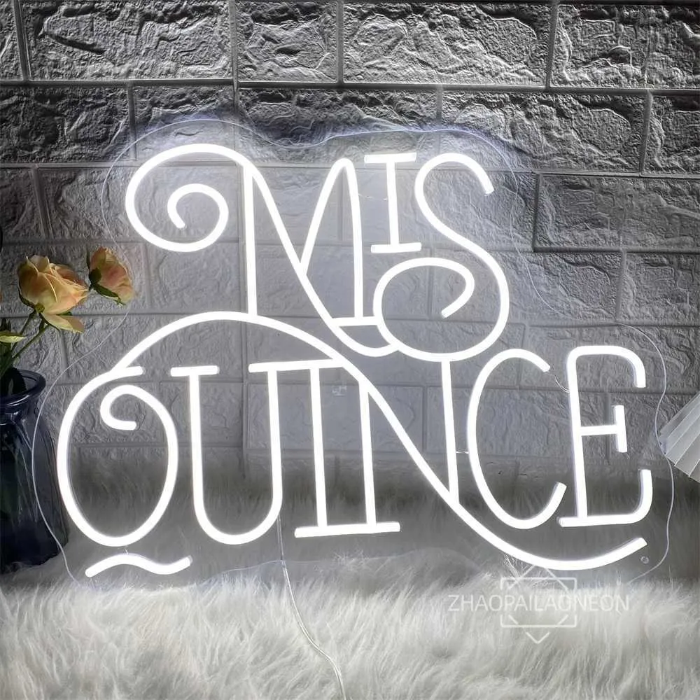 Mis Sign Mis Quince Neon LED Logo Spanish Birthday Wall Decoration USB Powered ...