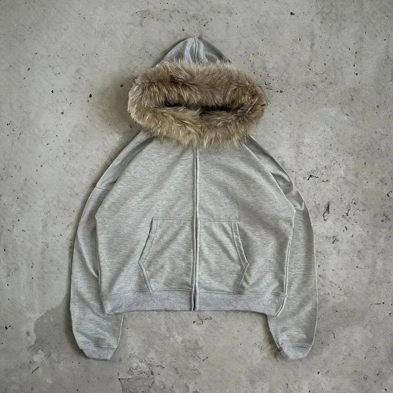 0Os archive GAP fur zip hoodie Y2K ホワイト Women Men Y2K Goth Cross Zip Up Hoodie Grunge Punk Emo