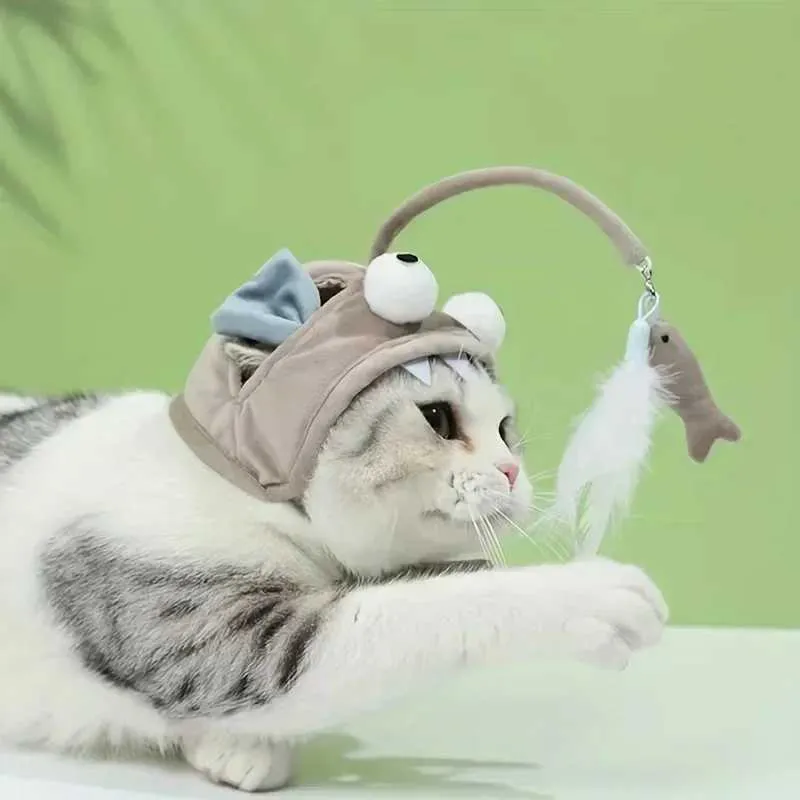 Knitted Cat Hat With Ears Adorable Pet Costume, Handmade Kitten