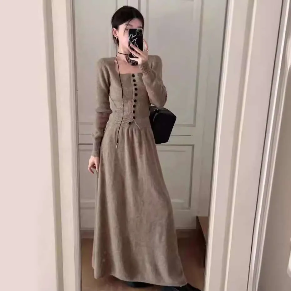 Womens Wool Blend Knit Dress With Square Neck &... From Recommendeditems,  $36.54 | DHgate.Com
