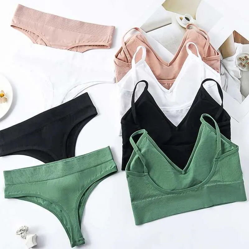 Qisin French Backless Push Up Bra Panty Set Women Seamless Acrylic ...