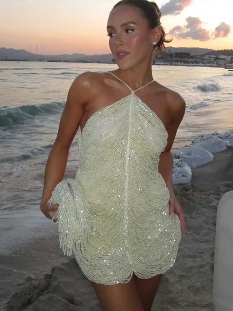 sachin and babi light blue dress Urban Sexy Dresses Sequin Tassel Halter Mini Dress ... From Syedin, $5.27
