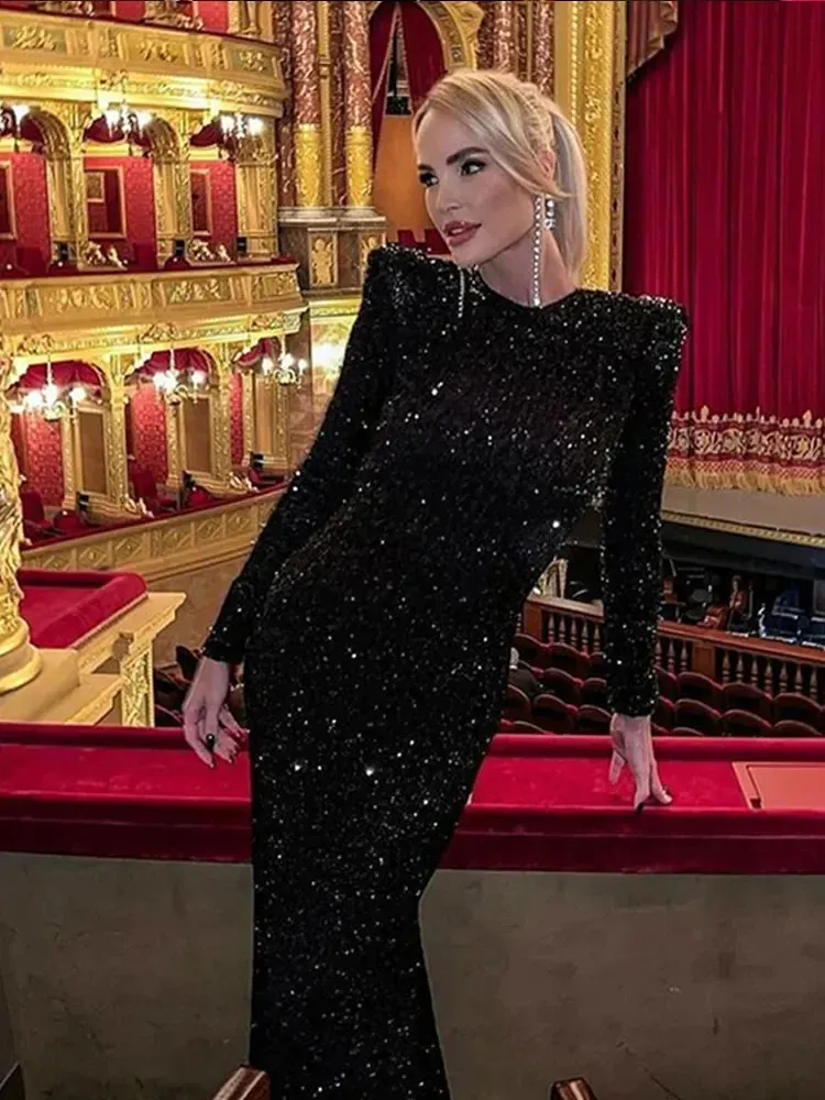 chinese dress ladies Black Shiny Chita LENZING ECOVERO Maxi Dress  FARM Rio