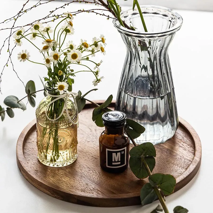 AOOSY Lot De 4 Assiettes Rondes En Bois D'acacia - 27c - Assiettes En