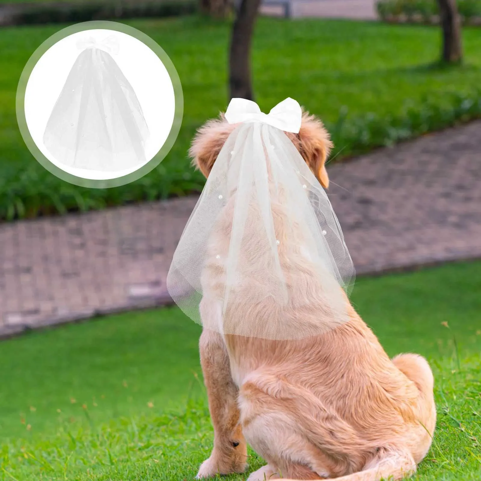 Stylish Bow-Decor Dog Wedding dress veil for Bride -...