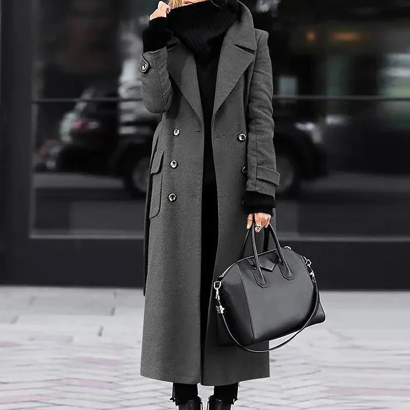 Oversize Camel Coat Long Winter Coats For Women Double Breasted