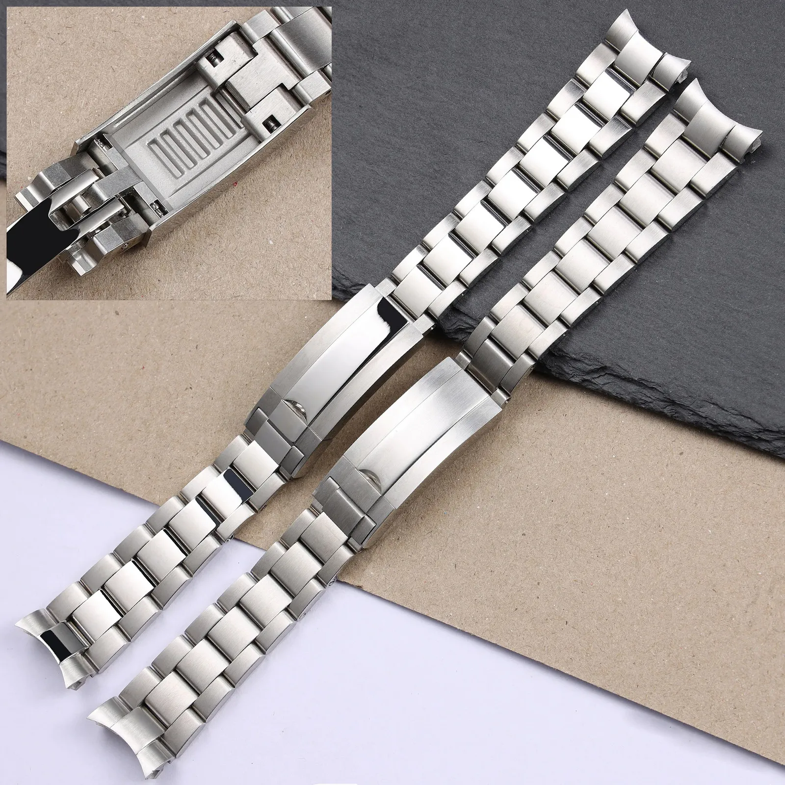 Adjustable Metal Watch Band For Rolex Submariner Silver Stainless