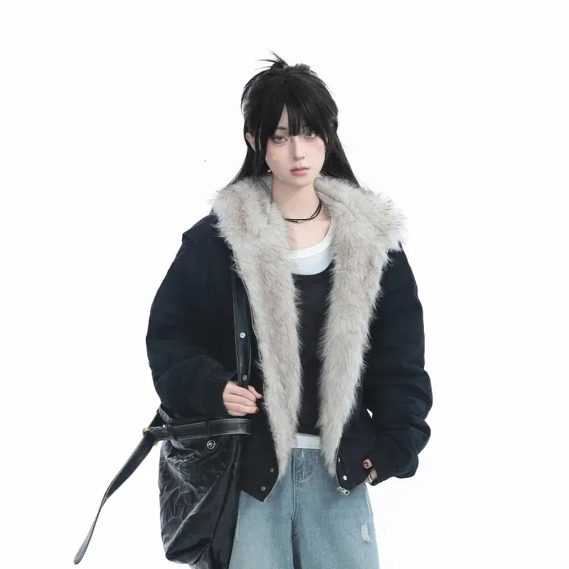 ジャケット・アウター Y2k mods coat Shearling coat fur emo Subculture Punk Emo Sweatshirts Faux Fur Printed Jackets