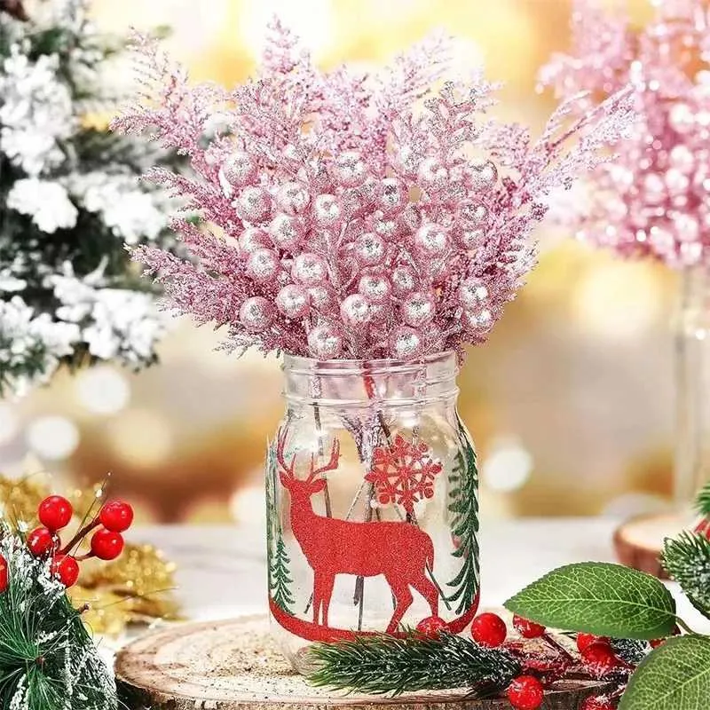 Fleurs De Noël Artificielles à Paillettes - Lot De 10, 15 Cm, Décoration Festive