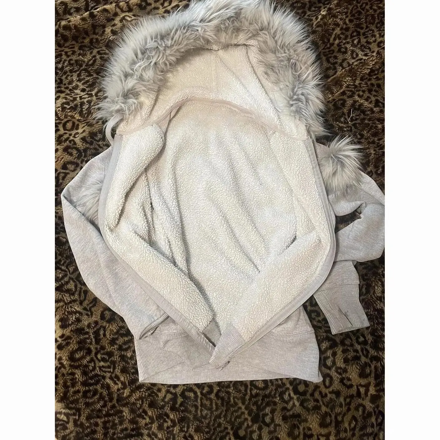 Womens Y2K Fur Hoodie - Retro Sportswear, Thick Casual