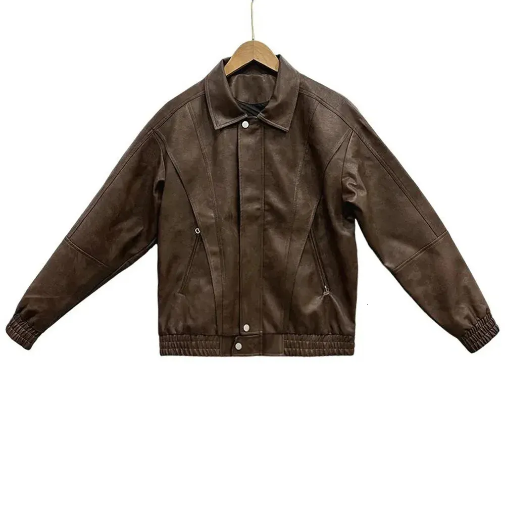 Y2k Mens Fashion Leather Jacket: Autumn Slim Fit Zipper