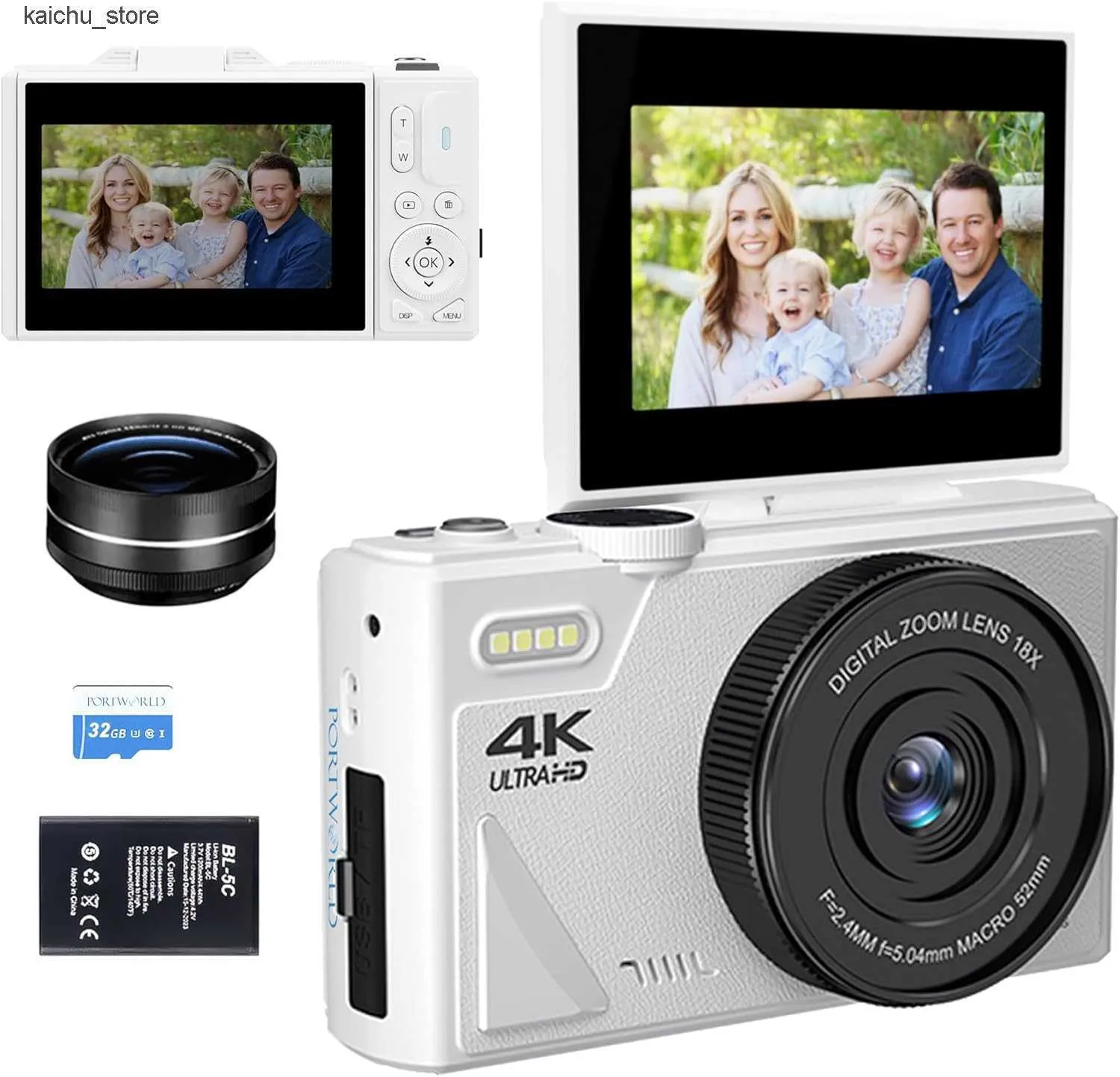 4K Photography 64MP WiFi Video Camera for YouTube 18X Digital Zoom Auto-focus Vlog Cameras with Flip Screen J241213