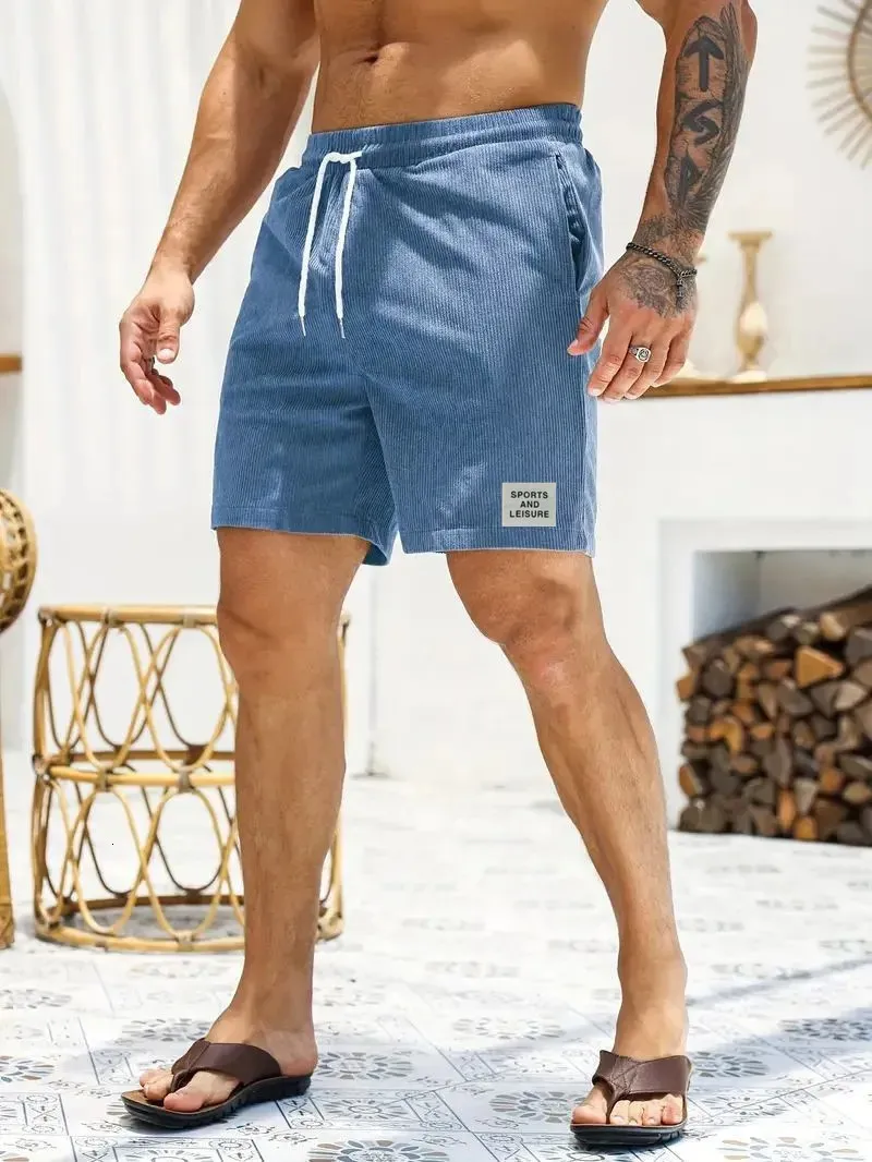 Short En Velours Côtelé Pour Femme - Taille Moyenne, Ourlet Retourné - Tissu Polyester Doux Respirant - Poches - Couleur Unie