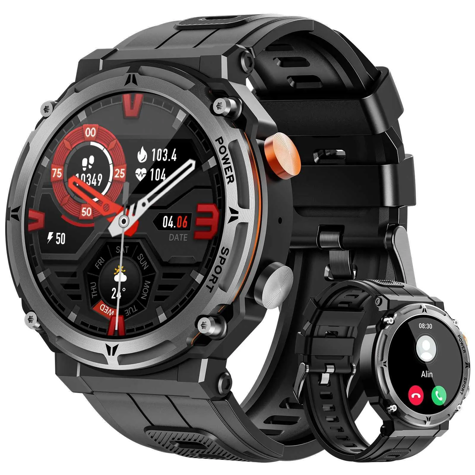 Save Big on Bulk Smartwatch Military Standard Military Smart Watches  HD 5ATM Waterproof Rugged For Men Smart Watch With BT Call (Answer/Dial)  For