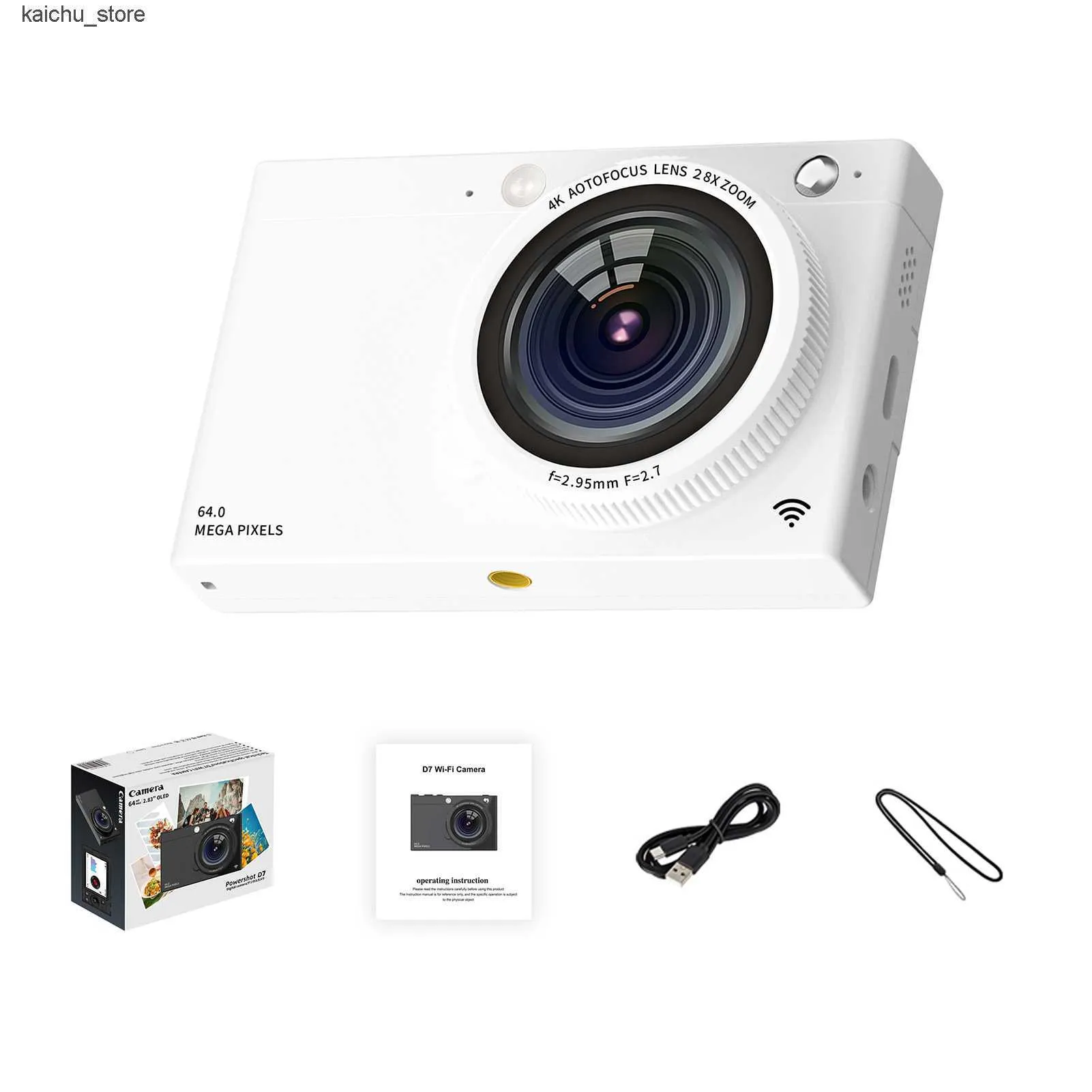 Cameras Portable 4K CCD WiFi Video Camera 64MP 2.83 Inch IPS Screen Manual/Auto Focus 28X Digital Zoom Built-in Flash J241213