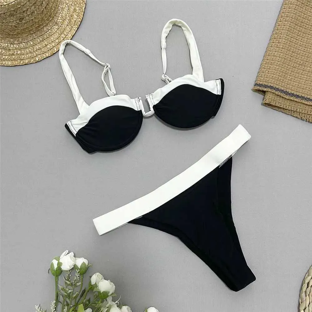 Save Big on Bulk Black Push Up Bikini Set Push Up Bikinis High Cut  Swimsuit: Black And White Contrast Underwire Swimsuits Women's Sexy Two  Piece