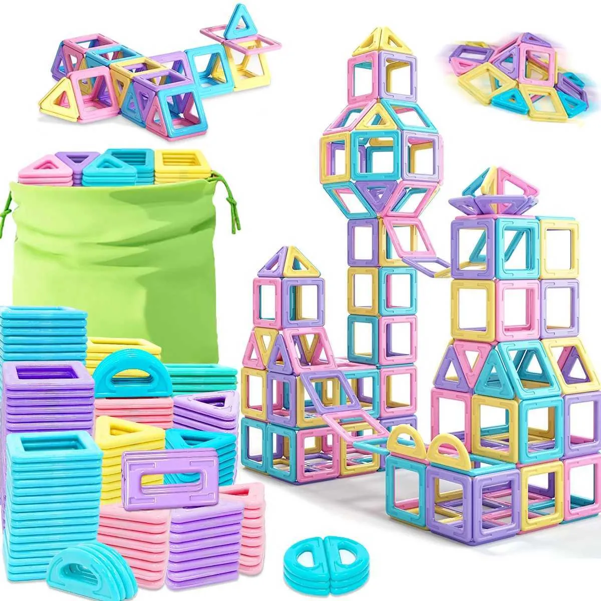 GiftX STEM Magnetic Building Blocks Set Engaging Magnet Tiles For ...