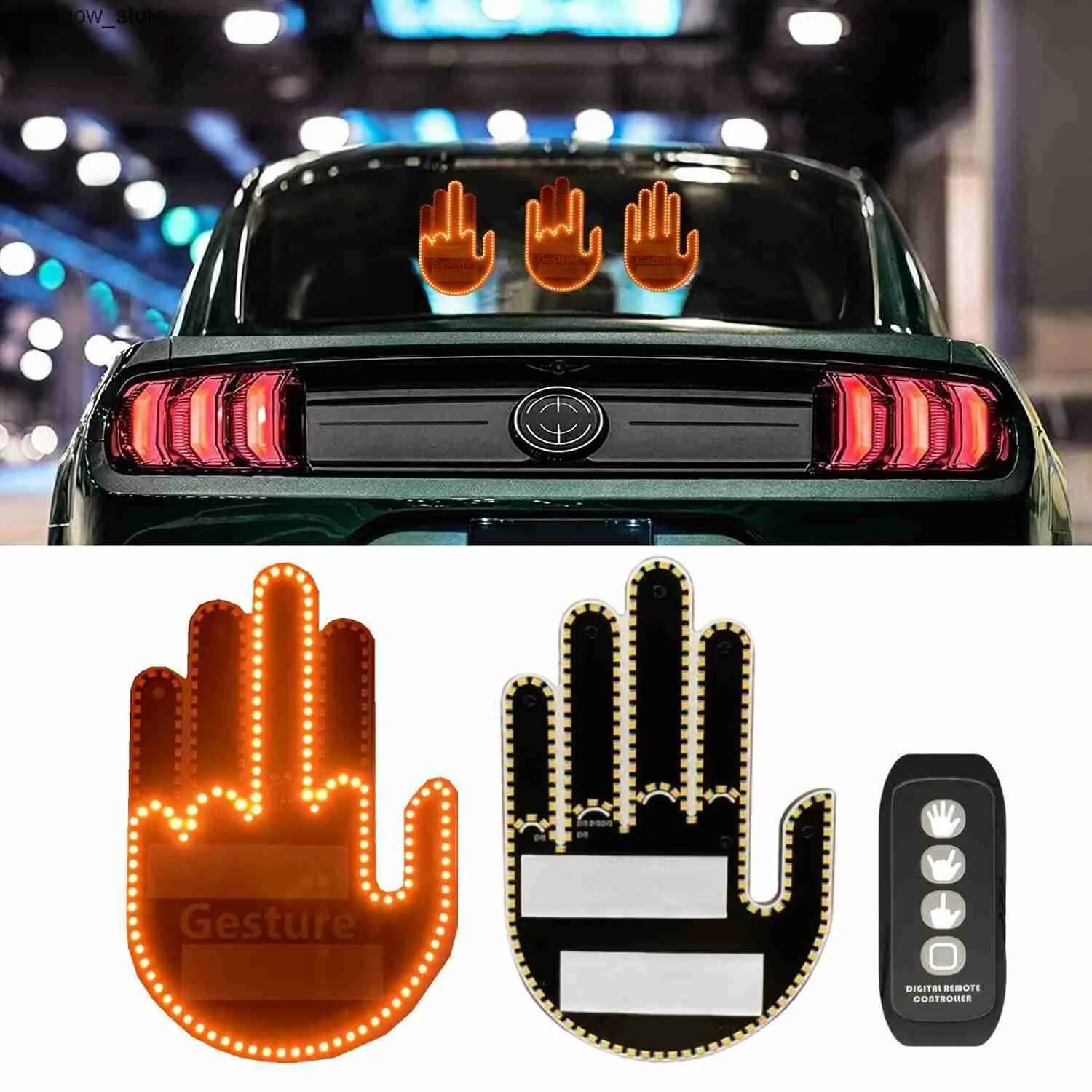 Back Window Finger Car Middle Finger Light LED Interior Lighting for Car Rear Window USB ...