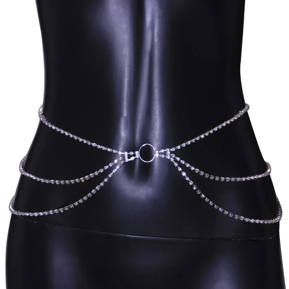 Shine Fashion Three Layer Rhinestone Waist Chain For Women  display picture 1