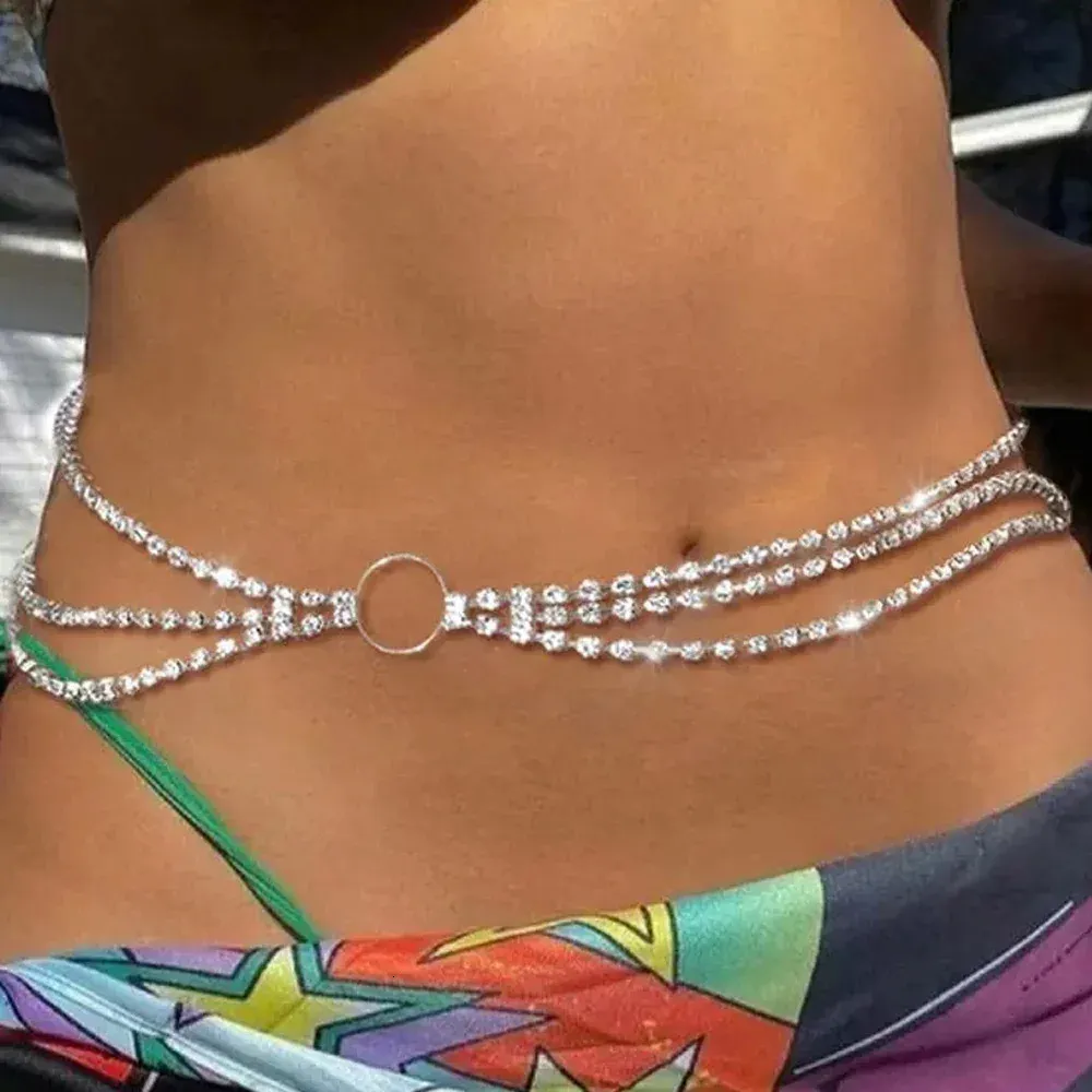Layer Rhinestone Waist Chain for Women Circle Body Chain Amazon.com: HEYONA Ladies Belt,Women Belt Womens Belly Body  main image 4