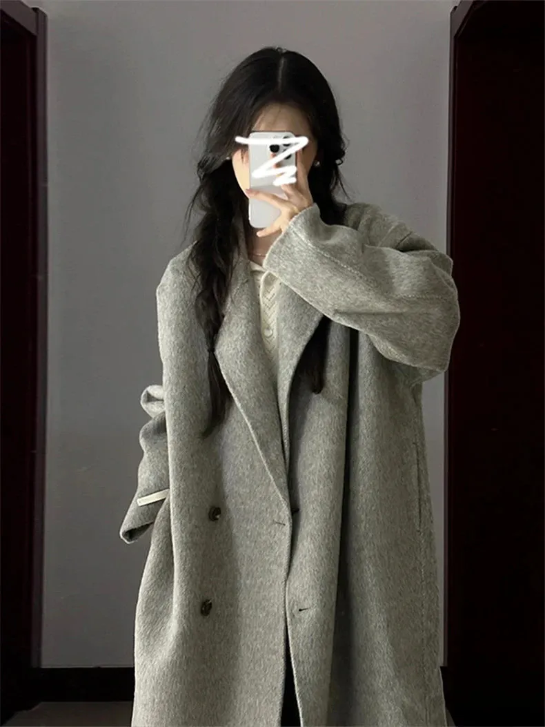 Waxed Amaryllis Flower Amaryllis Coat Korean Fashion Winter Grey