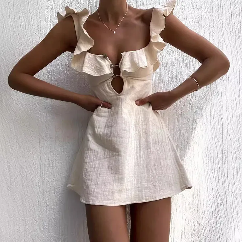 Elegant Simplicity Solid Buttons O Neck Sleeveless Two Pieces Elegant Simplicity Solid Buttons O Neck Sleeveless Two Pieces