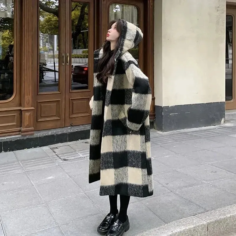 Hooded Plaid Coat Womens Long Style 2025 From Tubi01, $58.14