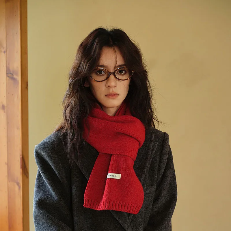 Soft Wool Solid Color Knit Scarf - Warm Winter Neck Wrap for Students ...