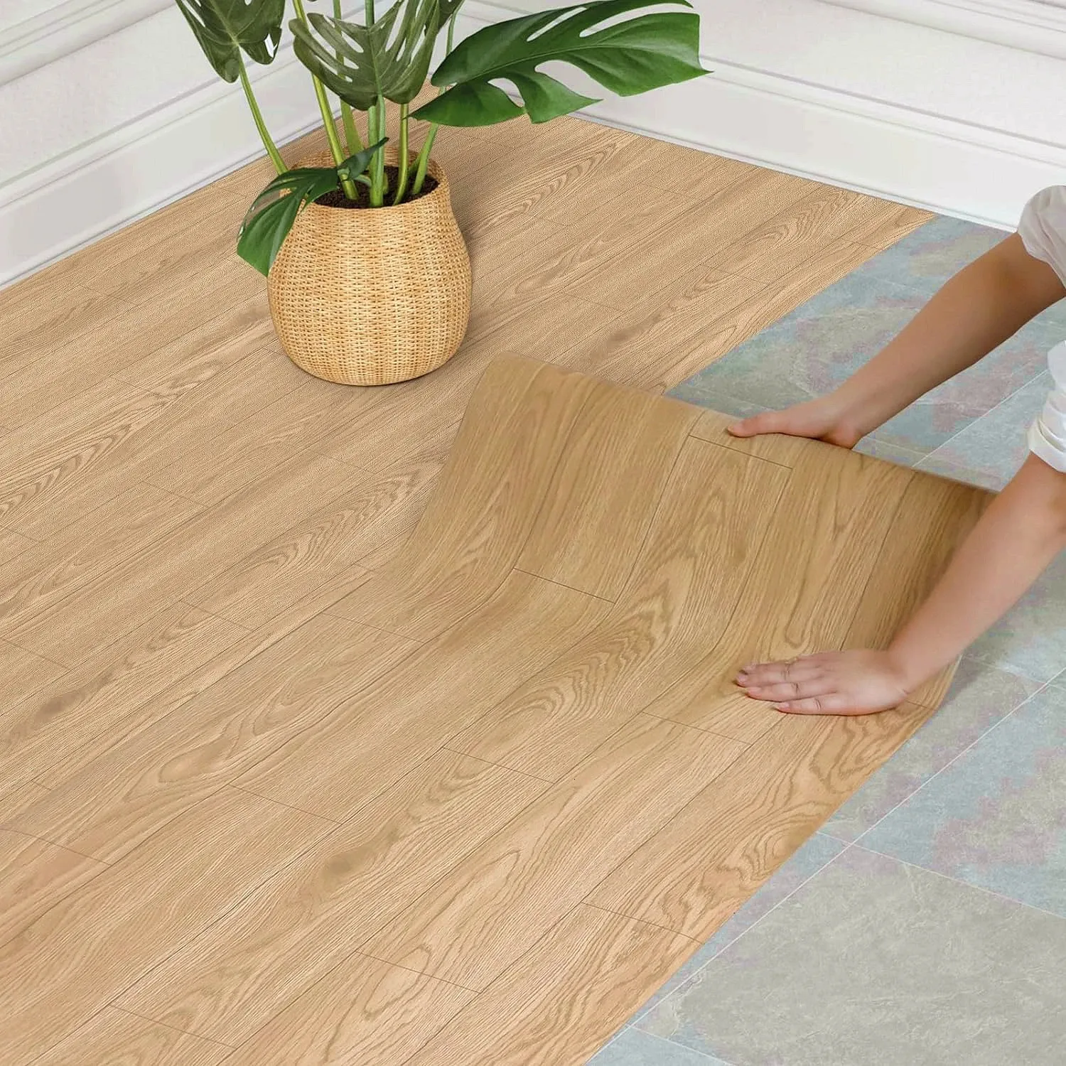 PVC Stickers Waterproof Industrial Cement Style Floor Stickers, 40cm ...