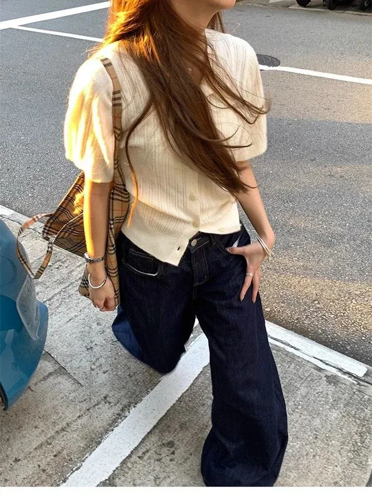 Deep Blue High Waist Wide Leg Wide Leg Jeans Women For Women