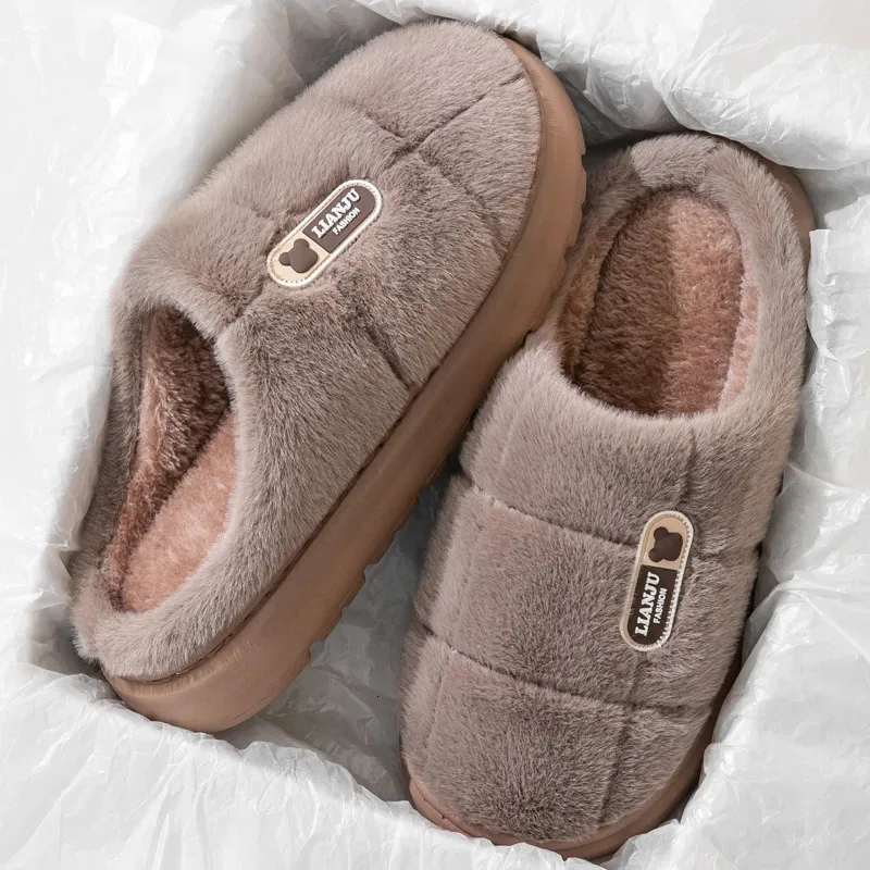 Extra Large Fluffy Winter Slippers Unisex Soft Non-Slip Indoor Mules for  Men Women Cotton Home Shoes