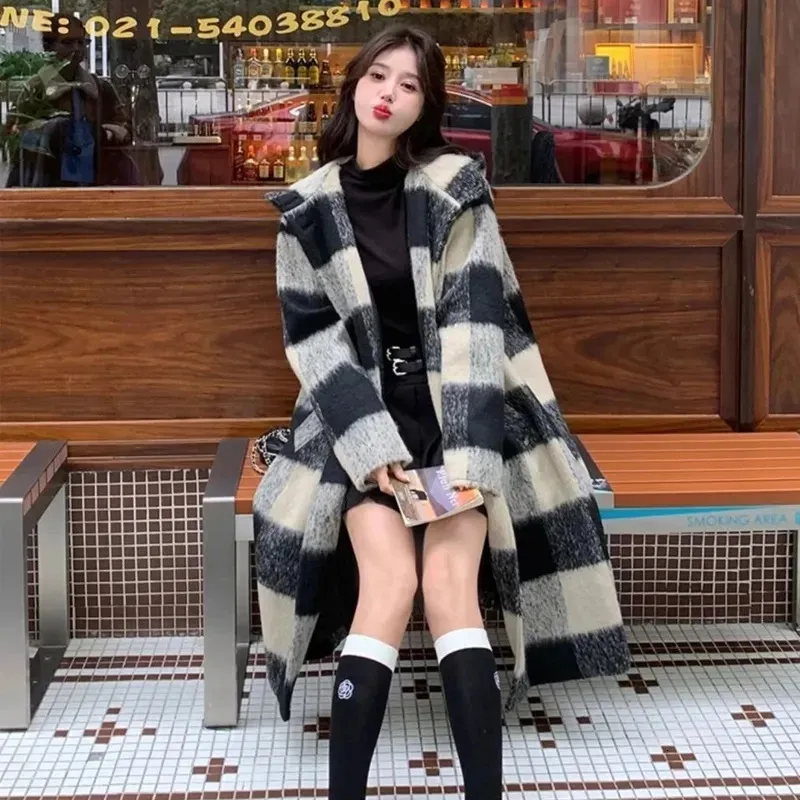 Hooded Plaid Coat Womens Long Style 2025 From Tubi01, $58.14