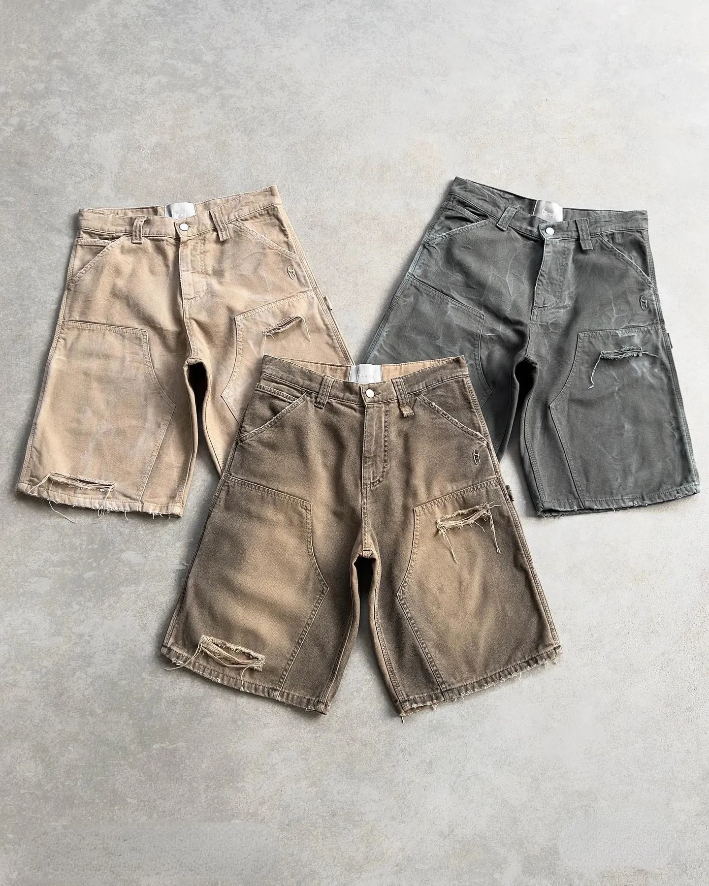 Men's Vintage Ripped Jeans Shorts - Relaxed Fit Hip Hop Distressed Denim Short Pants With Holes
