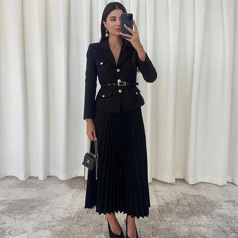 black suit womens dress set Women's Black 3-Piece Wedding Suit Set main image 1