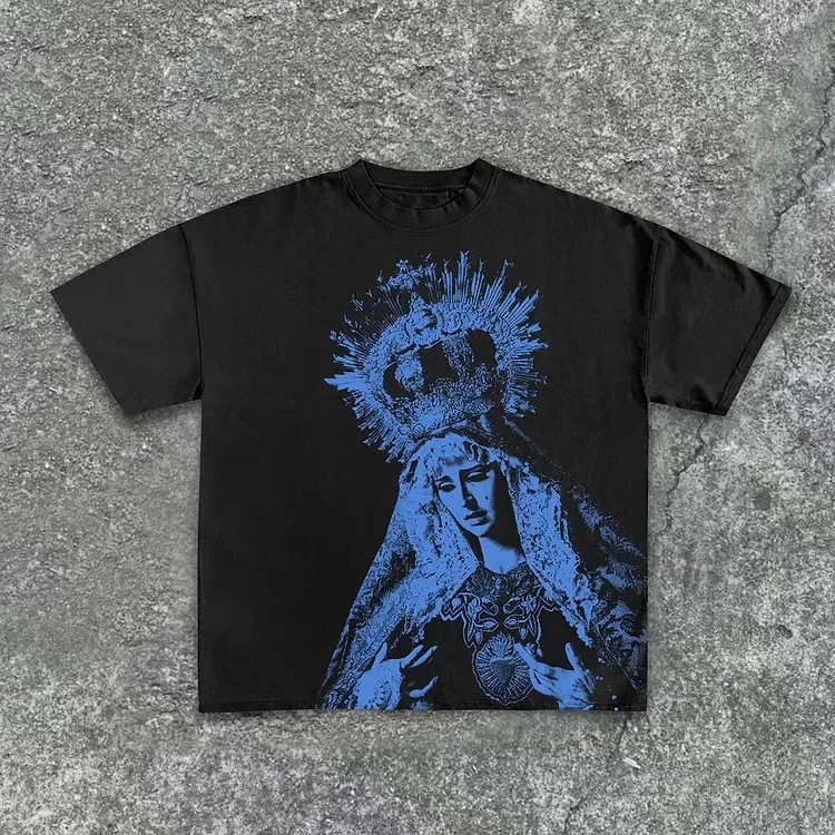 Wholesale Vintage Virgin Mary Cotton T Shirts For Men And Women