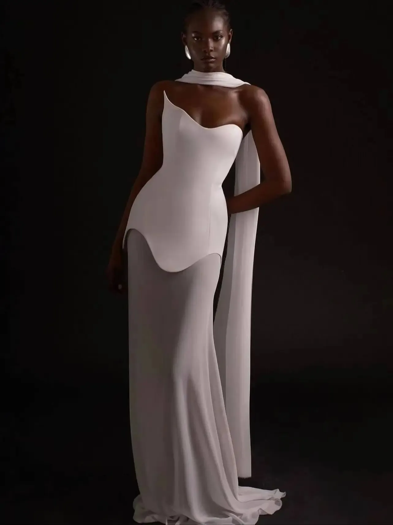 knee length dresses for ladies SWEET SUNSET MESH MAXI DRESS IN WHITE – AKIRA main image 0