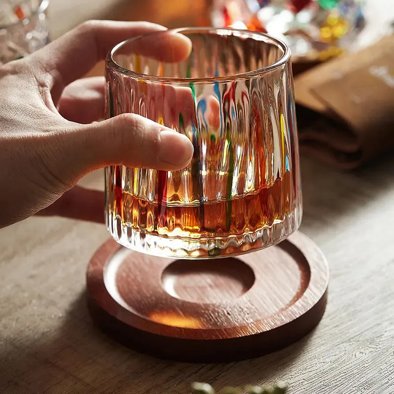 Rotating Crystal Whiskey Glass Antique Imitation From