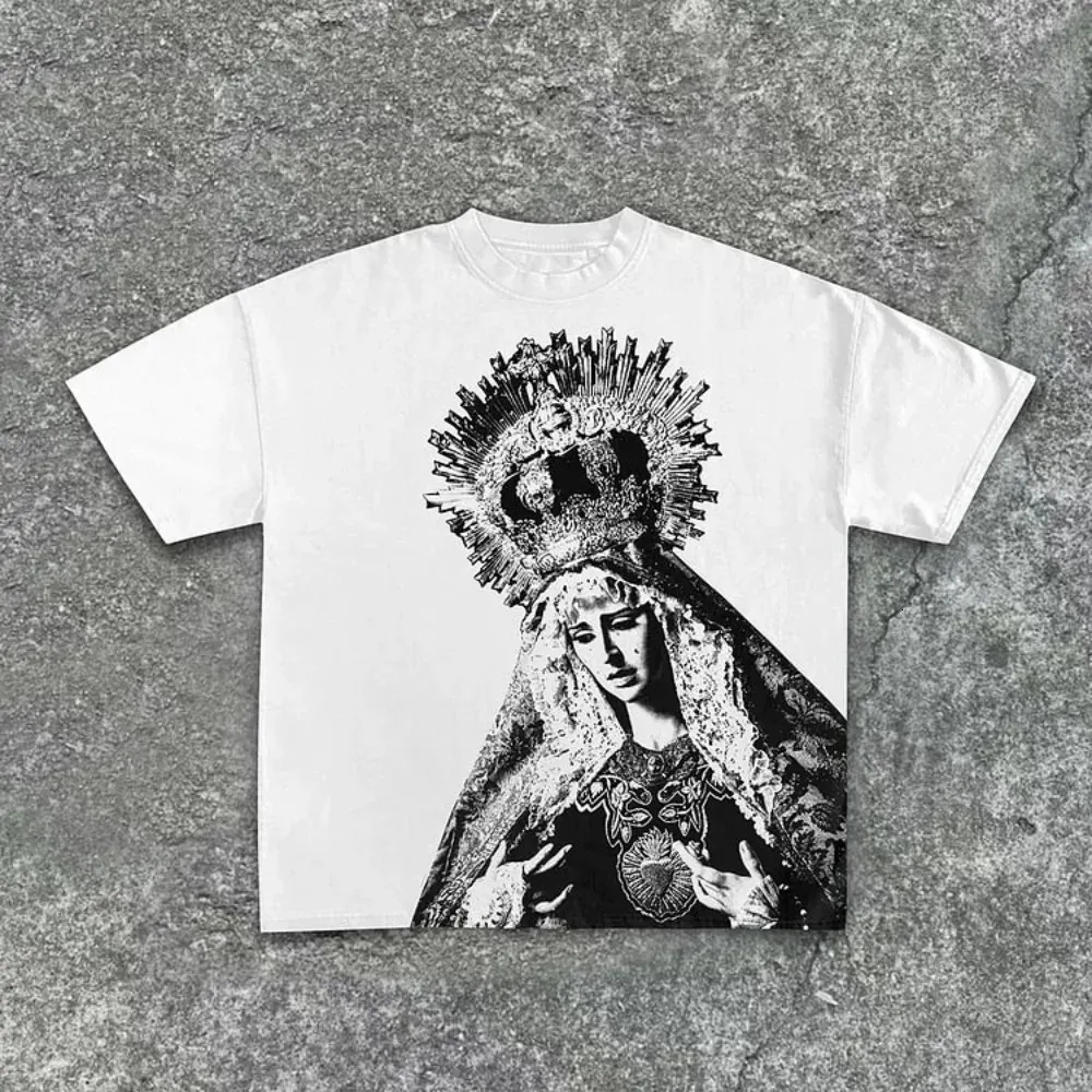 Wholesale Vintage Virgin Mary Cotton T Shirts For Men And Women