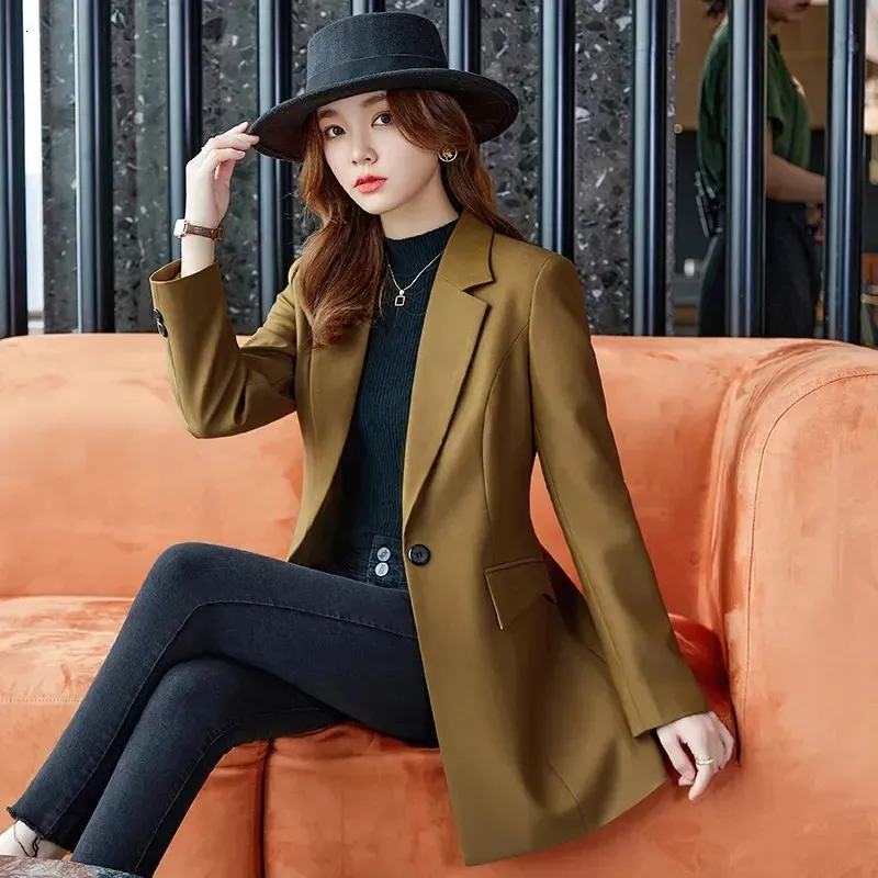 Women's Skinny Fit Acetate Blazer Mid Length Standard Thickness Up