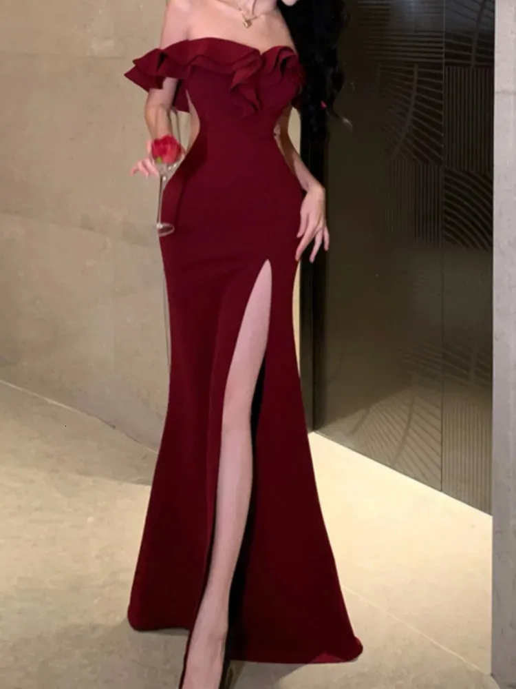 elegant bodycon evening dress ever SLOANE|Sexy V Neck Maxi Bodycon Evening Dress with Flare Sleeves main image 0