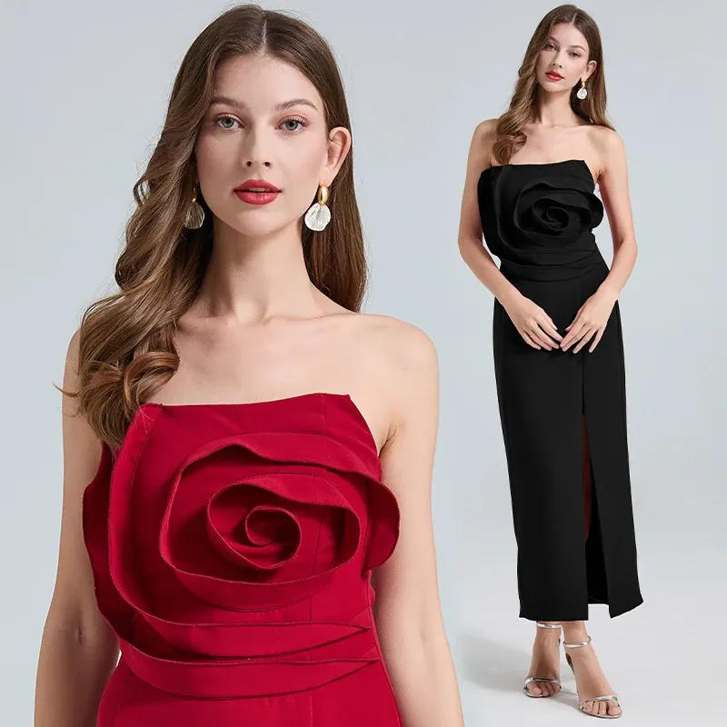 2023 Summer Court Lace A-Line Pleated Midi Dress with Hollow Out and French Long Sleeves for Women